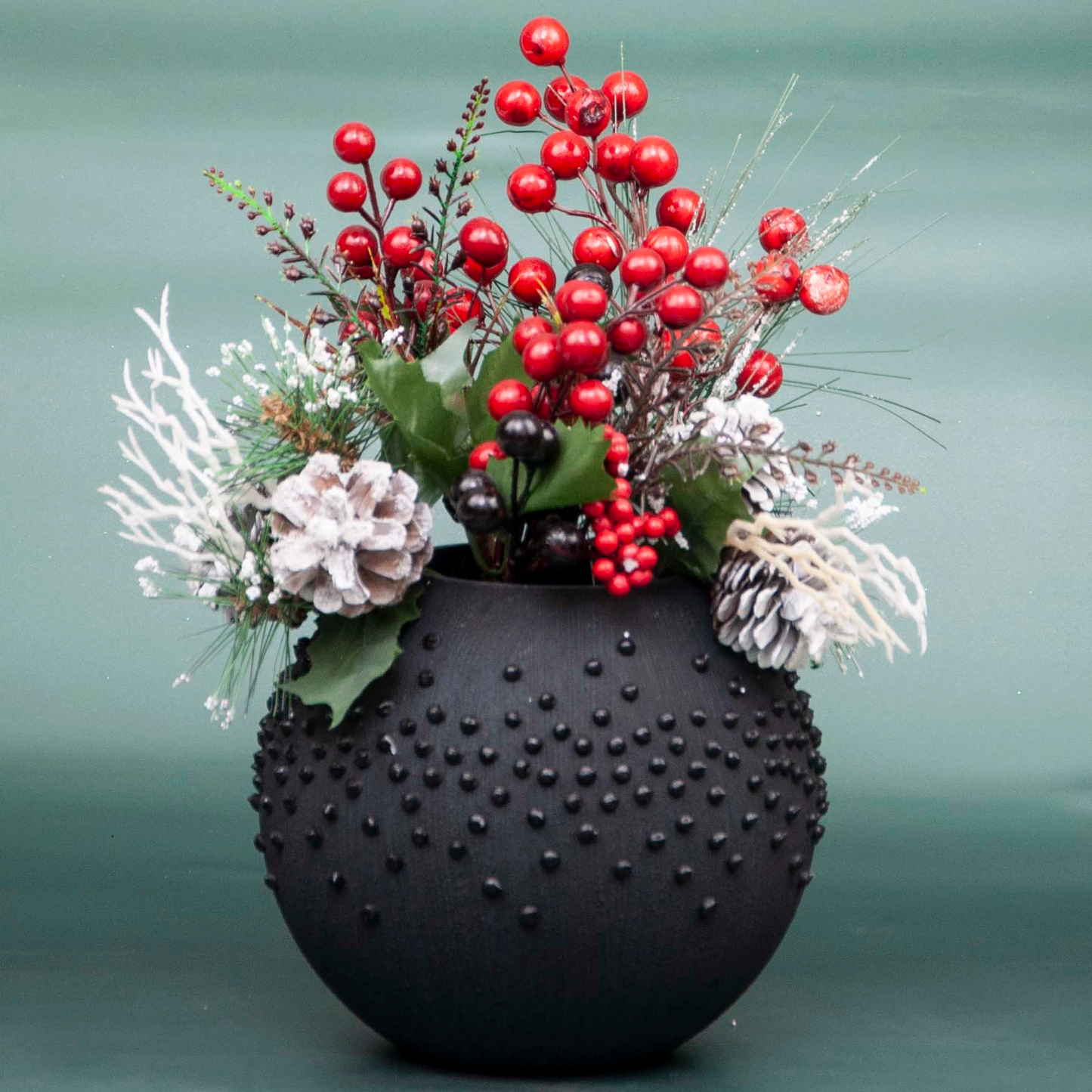 Black Glass Vase for Flowers | Painted Art Glass Round Bubble Vase | Interior Design Home Room Decor | Table black vase 6 inch | 5578/180/sh150.4