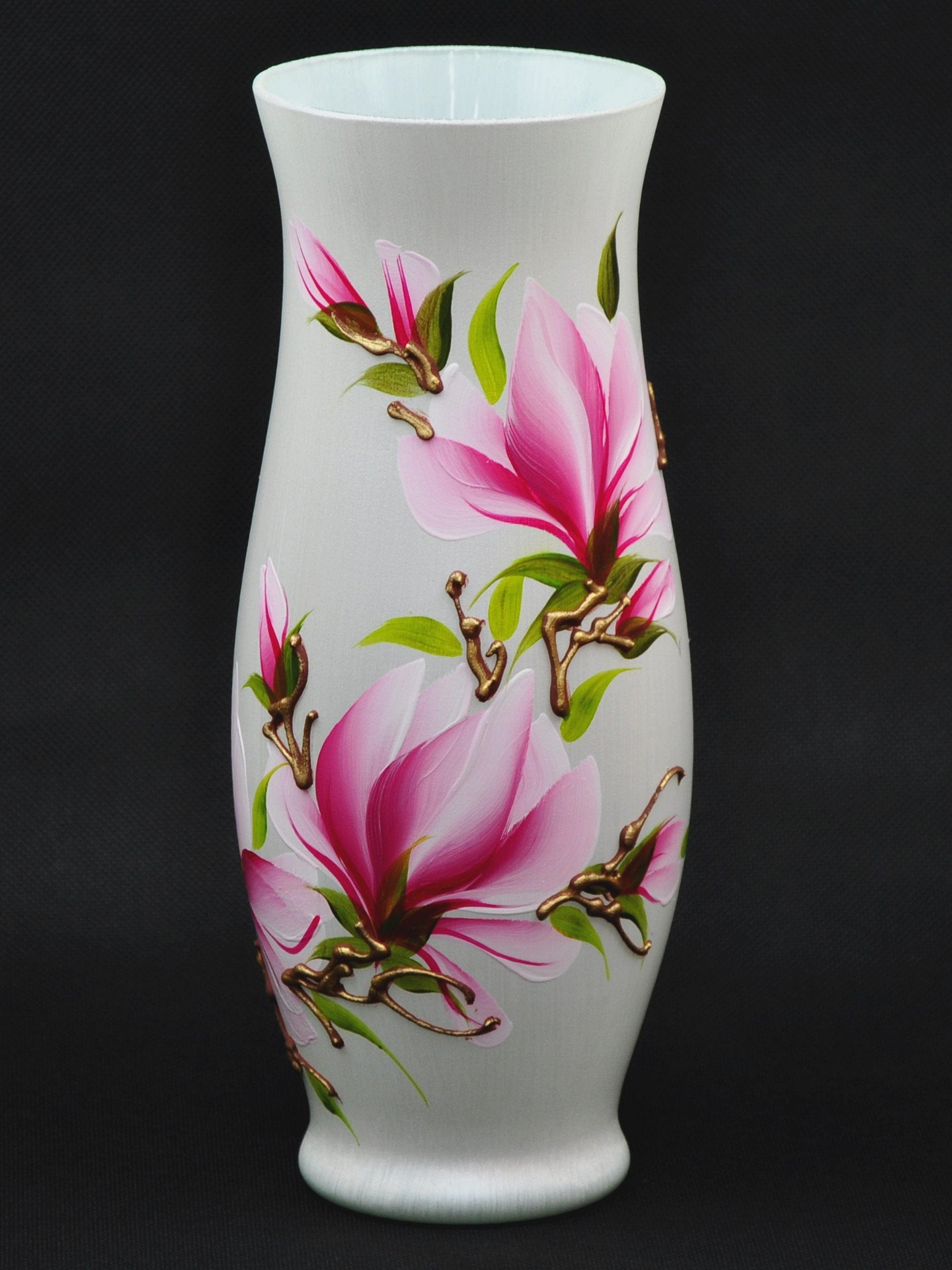 Handpainted Glass Vase for Flowers | Painted Art Glass Classic Vase | Interior Design Home Room Decor | Table vase 12 inch | 8290/300/sh163