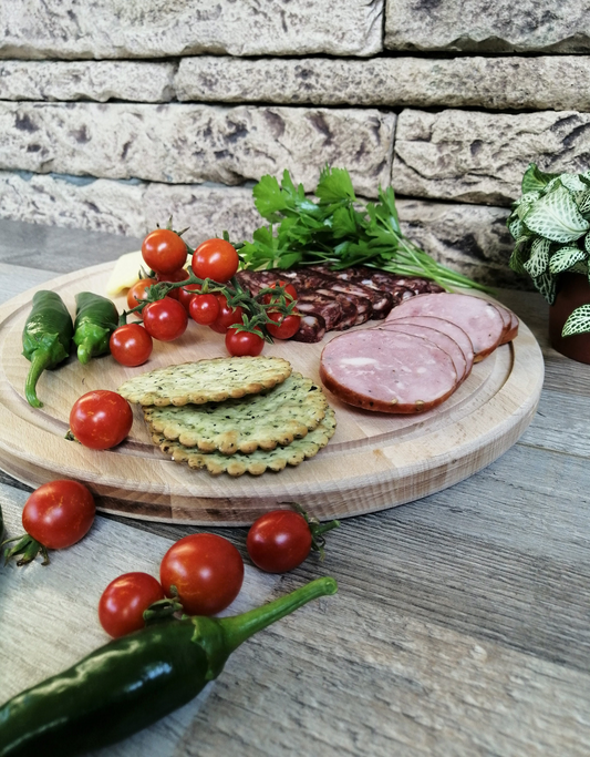 Round Charcuterie Board, Serving Cheese Platter, Wood Serving Tray