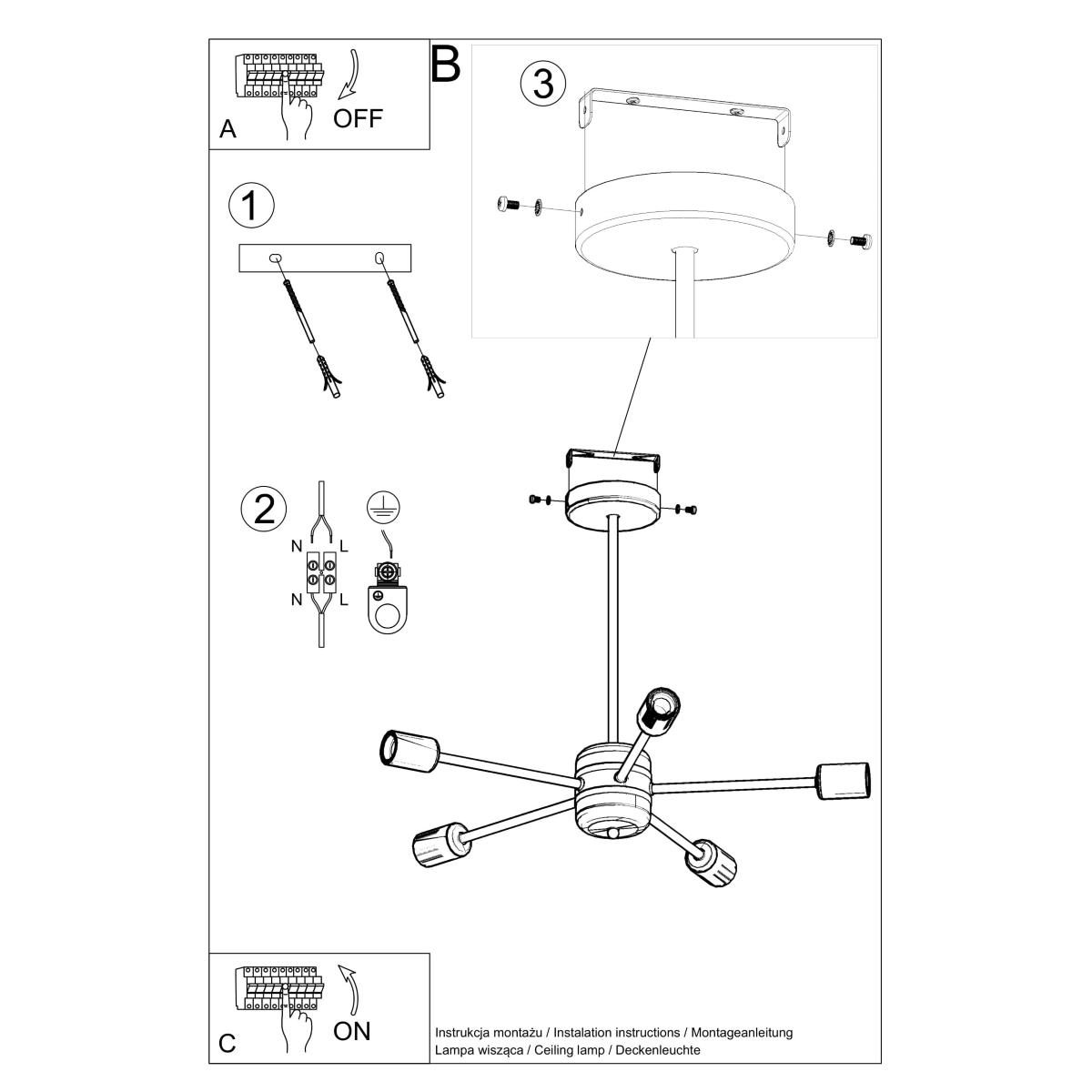 Chandelier LANGO 5 black