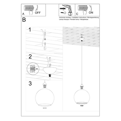 Taklampa BALL, Vit