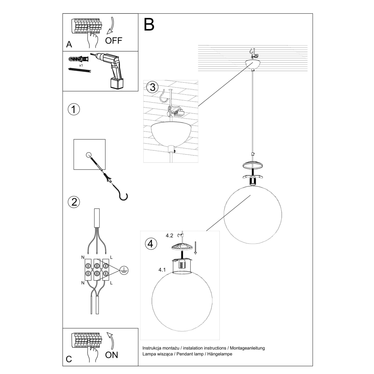 Pendant lamp UGO 30 golden