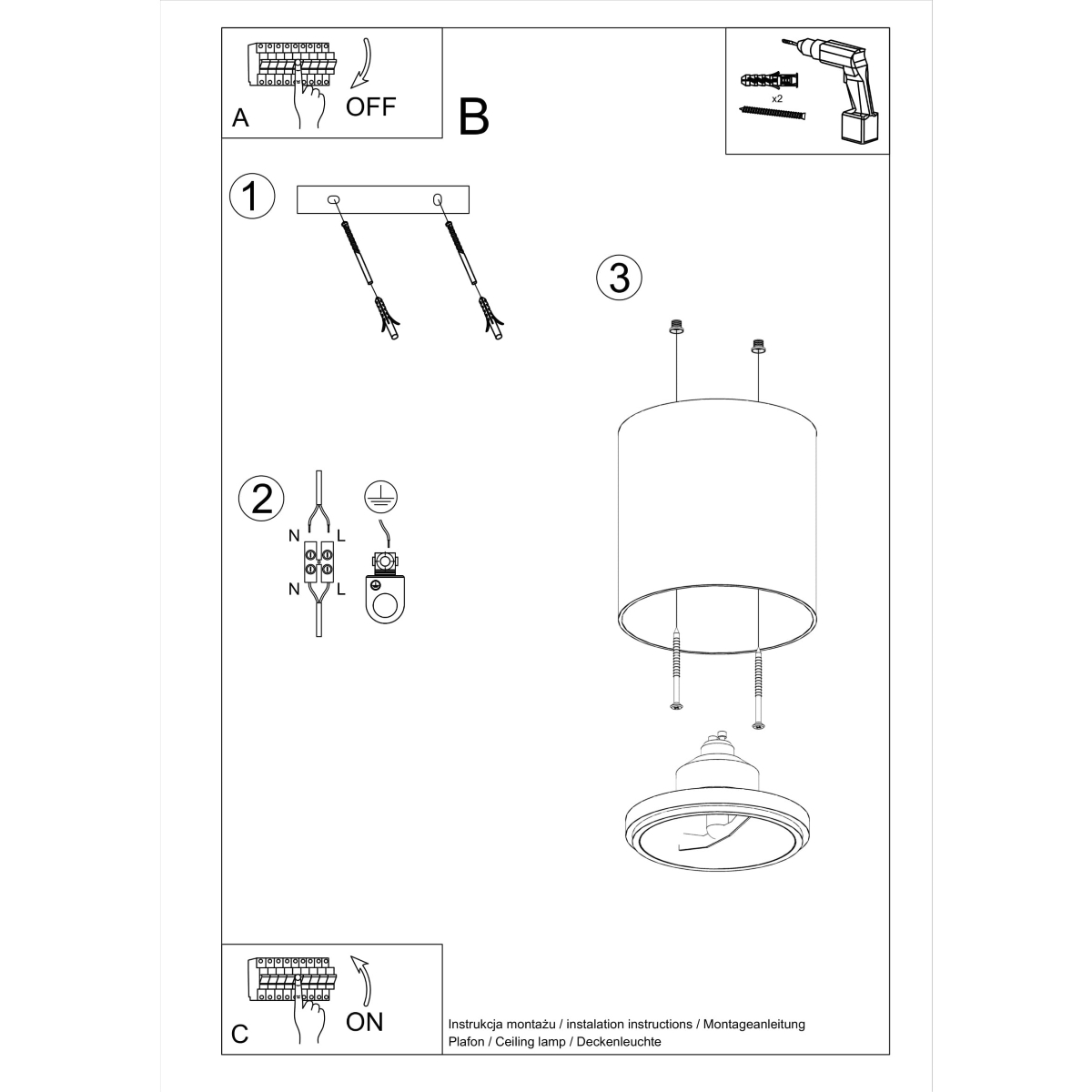 Ceiling lamp TIUBE white