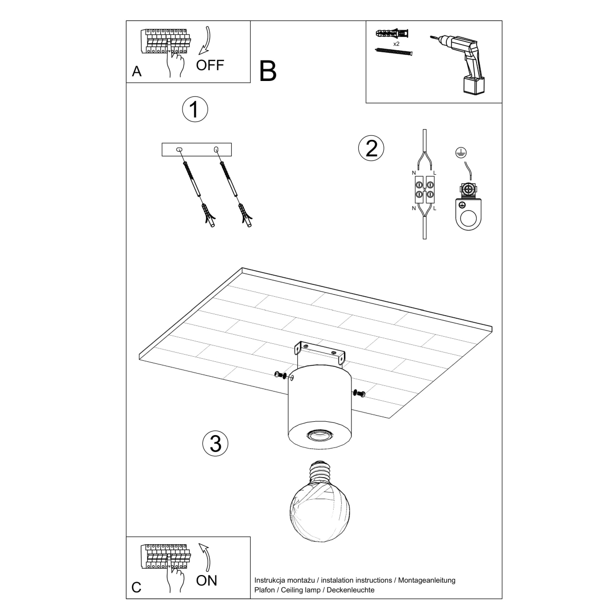 Ceiling lamp SALGADO concrete