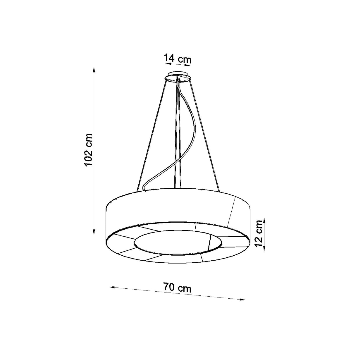 Taklampa SATURNO SLIM 70, Svart