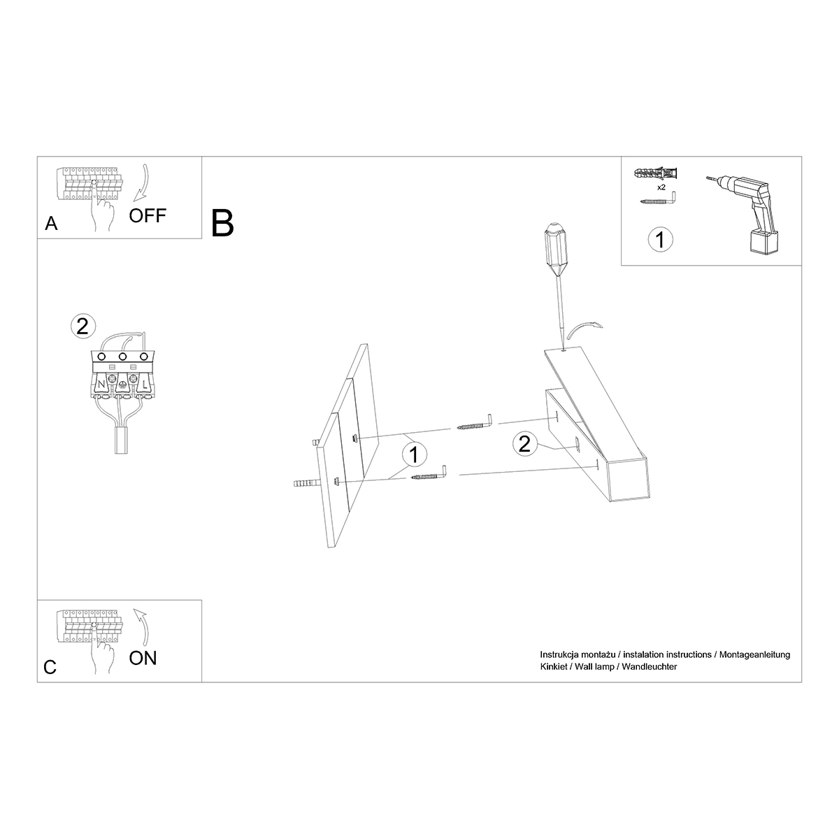 Vägglampa PINNE 118, Svart