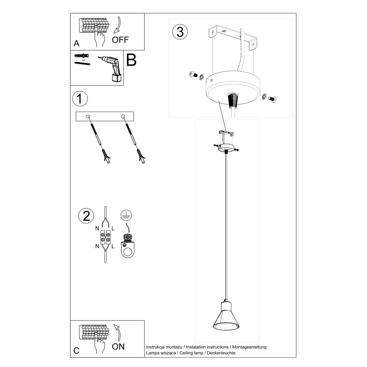 Pendant lamp TALEJA 1 white [ES111]