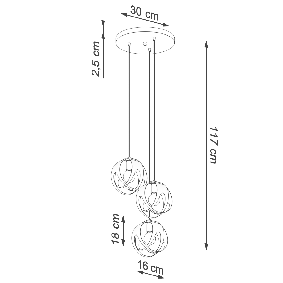 Pendant lamp TULOS 3P black