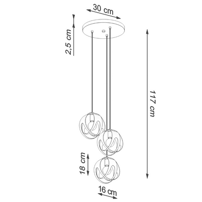 Pendant lamp TULOS 3P black