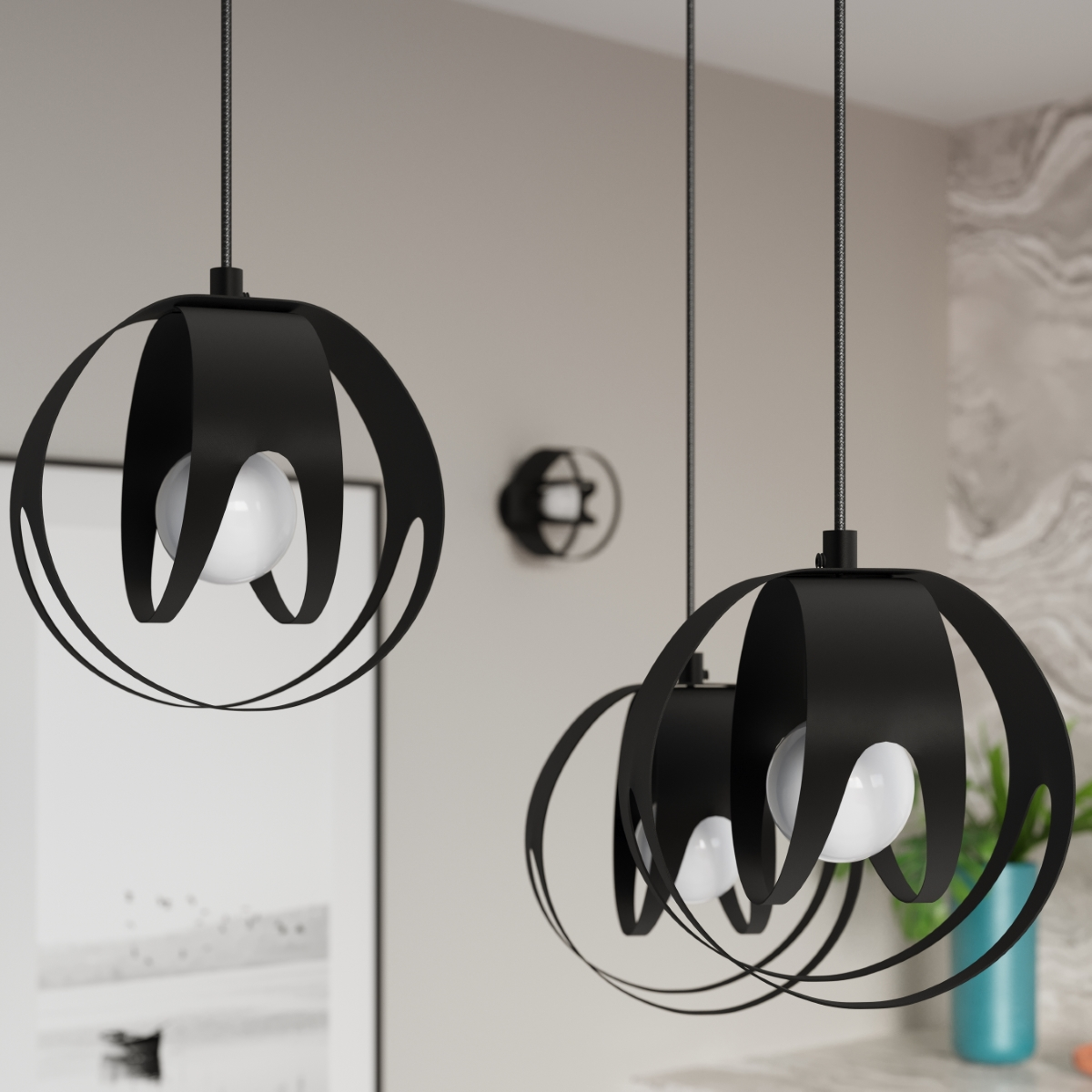 Pendant lamp TULOS 3P black