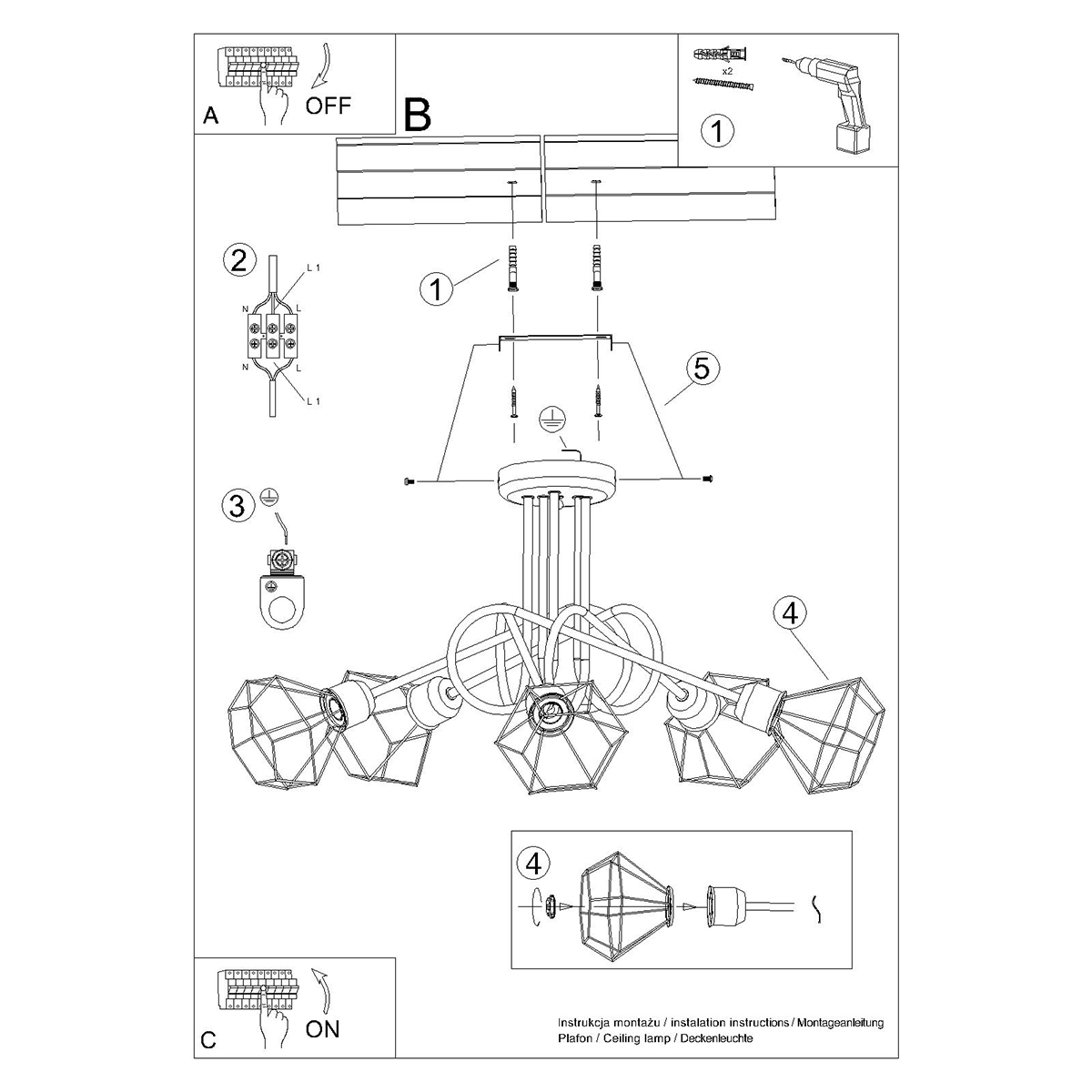 Chandelier ARTEMIS 5S black