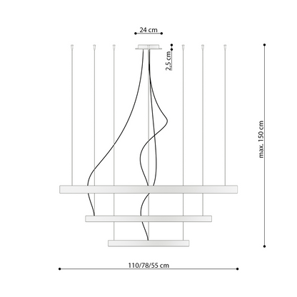 Chandelier RIO 3 55/78/110 golden LED 3000K