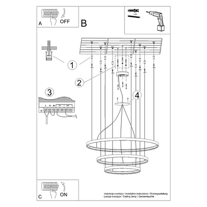 Chandelier RIO 3 55/78/110 golden LED 3000K