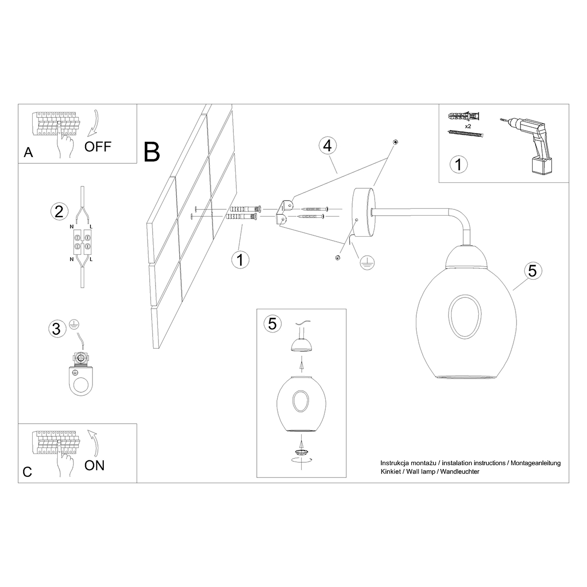 Wall lamp FILLAN 1 black