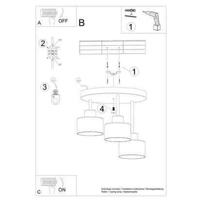 Ceiling lamp SAVAR 3 black