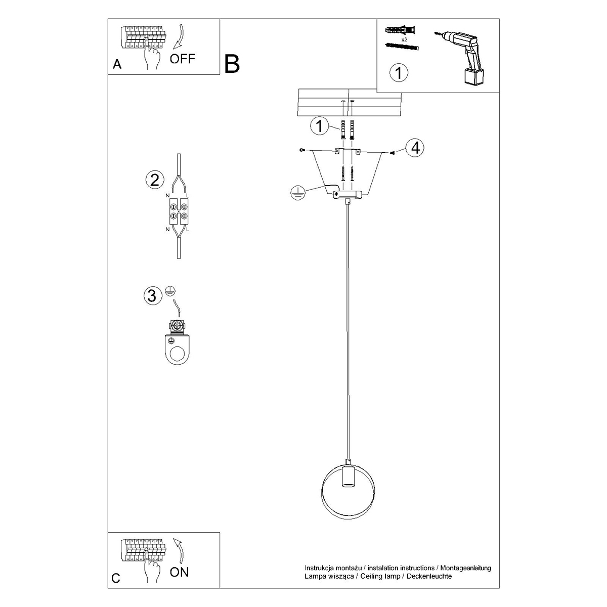 Pendant lamp TITRAN 1 biała