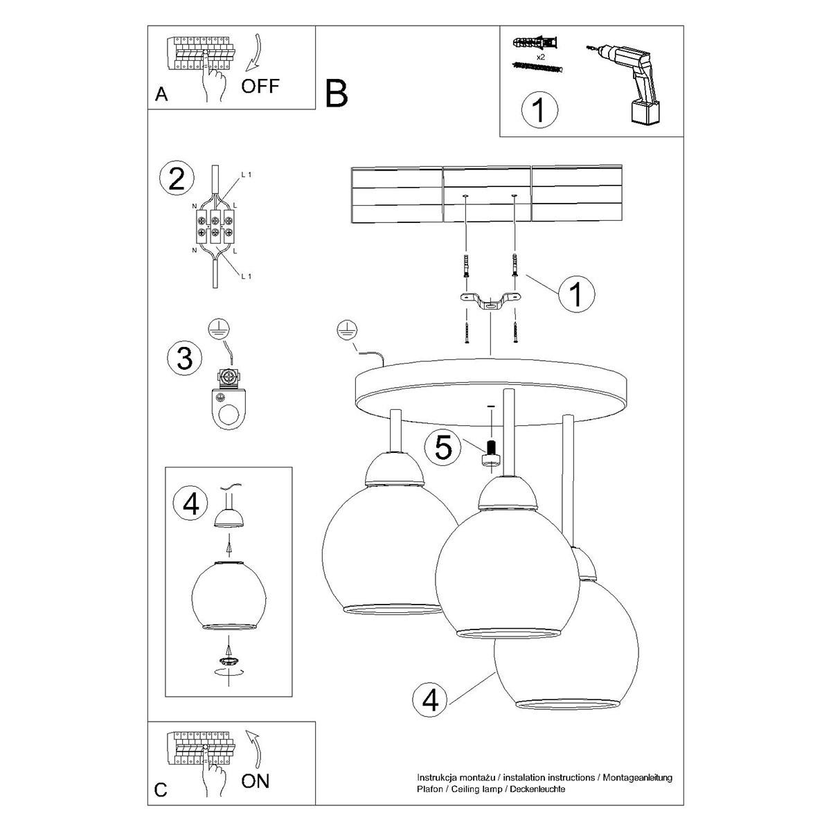 Chandelier ALINO 3 black