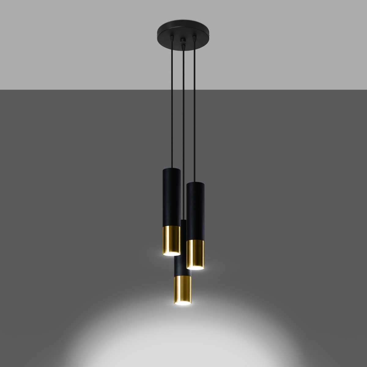 Pendant lamp LOOPEZ 3P black/golden