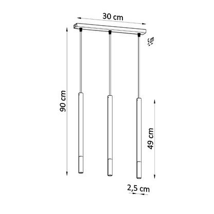 Taklampa MOZAICA 3L, Svart/Koppar