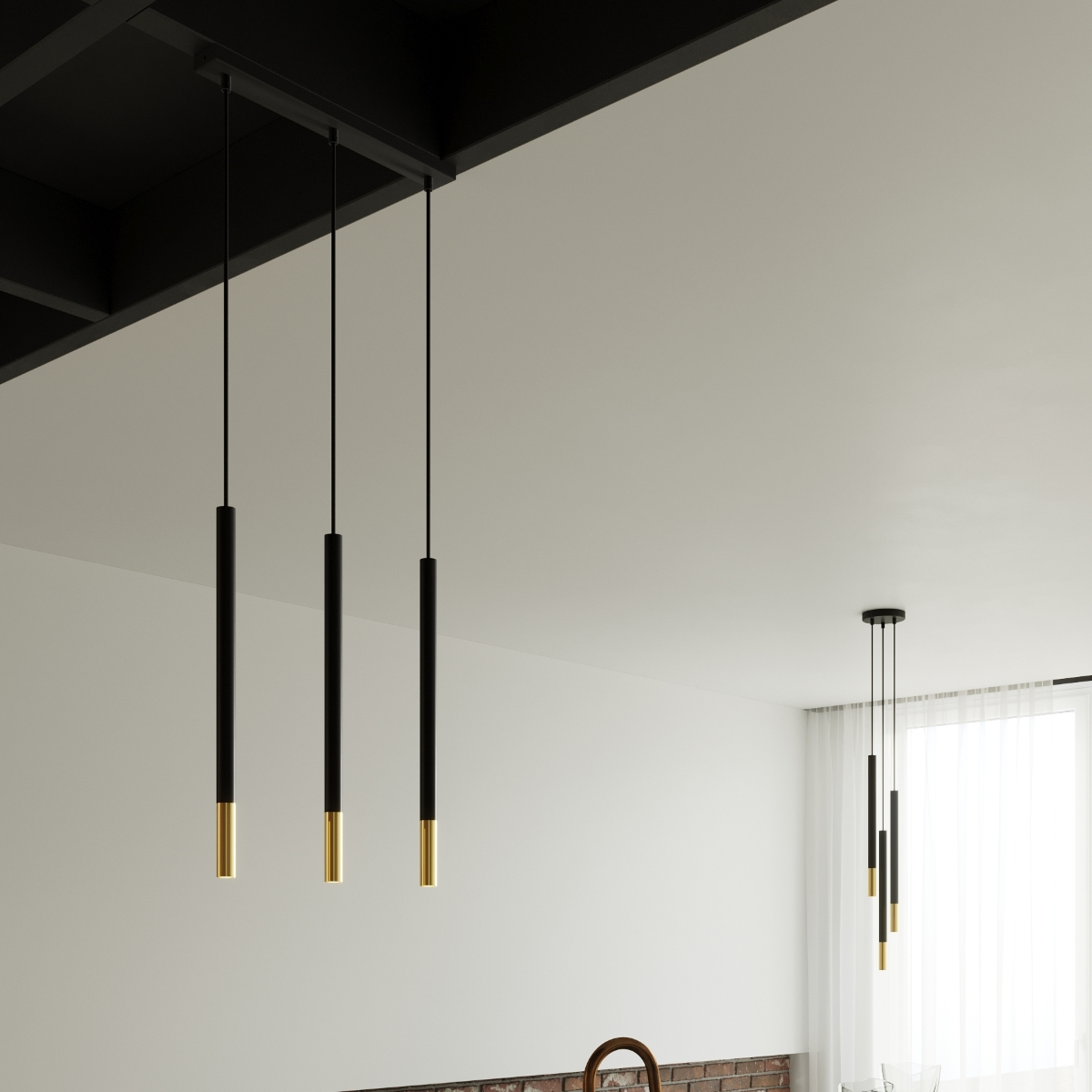 Pendant lamp MOZAICA 3L black/golden