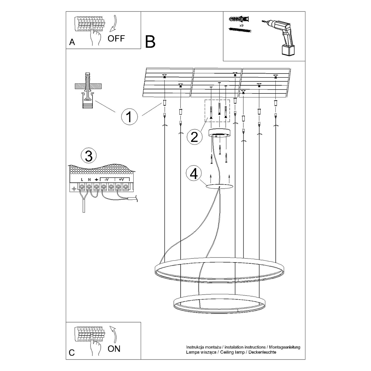 Chandelier RIO 2 55/78 golden LED 4000K