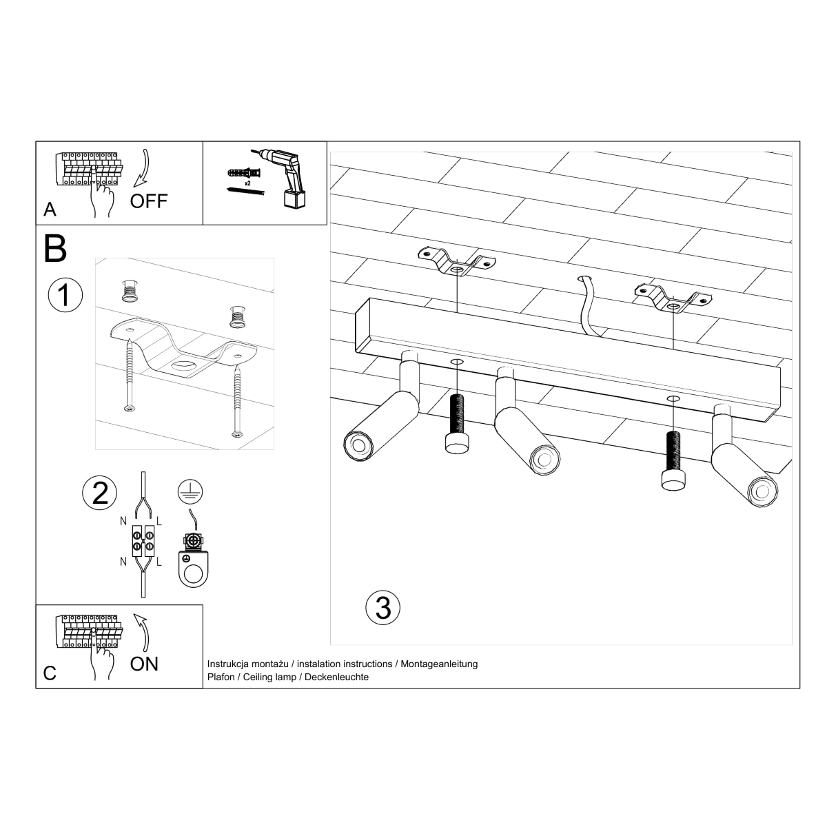 Ceiling lamp EYETECH 3 black