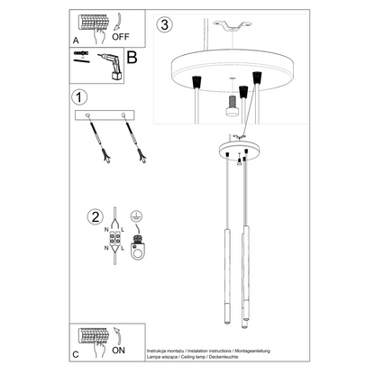 Pendant lamp MOZAICA 3P black/chrome