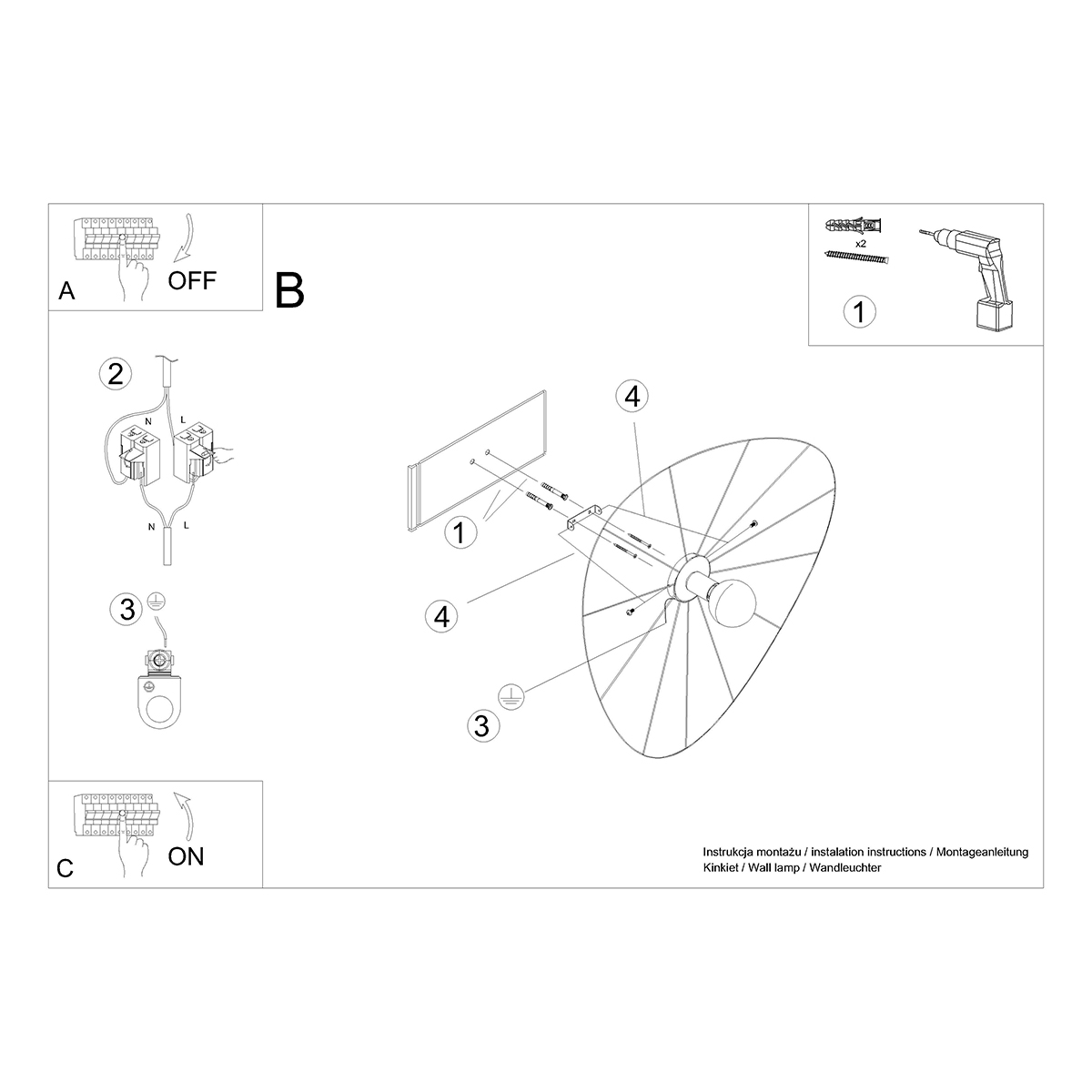 Wall lamp / Ceiling lamp ESKOLA 140 black