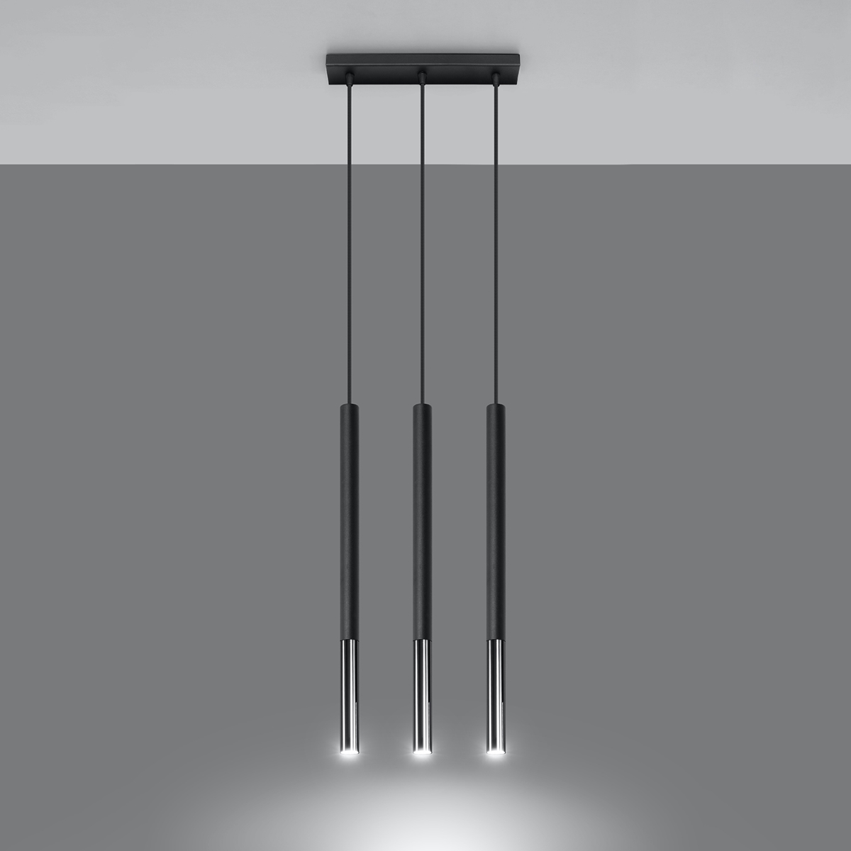 Pendant lamp MOZAICA 3L black/chrome