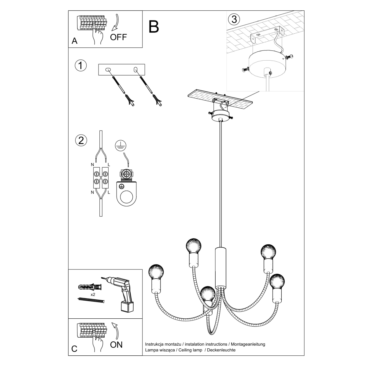 Chandelier PICCOLO 3 black