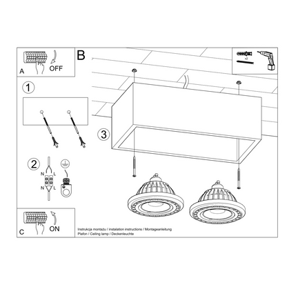 Ceiling lamp QUATRO 2 concrete