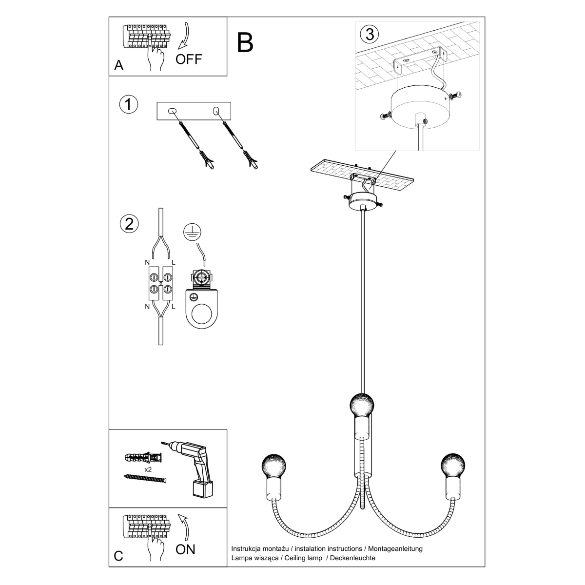 Chandelier PICCOLO 5 black