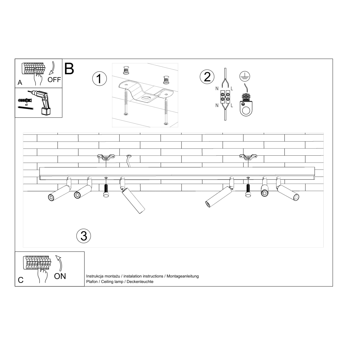 Ceiling lamp EYETECH 6 black