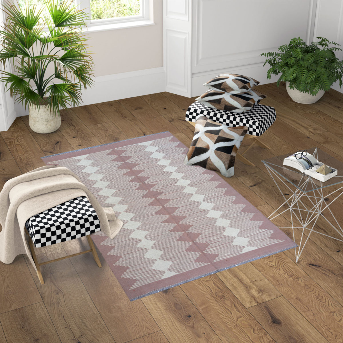 Modern Cotton Seed Kilim Rug