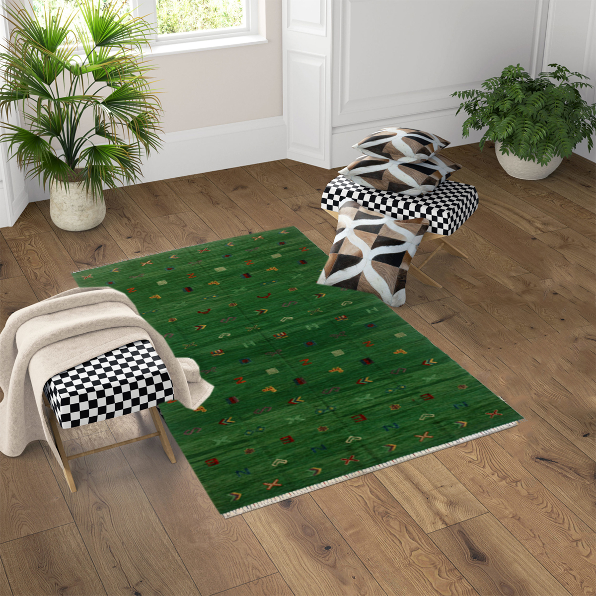 Soumak Everglade Green Kilim Rug