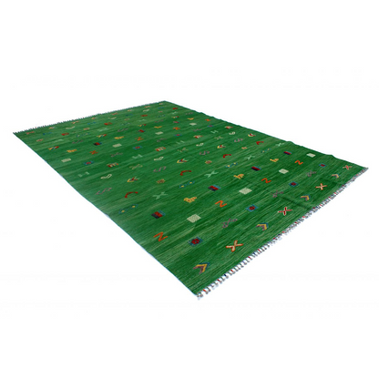 Soumak Everglade Green Kilim Rug