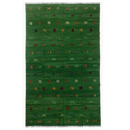 Soumak Everglade Green Kilim Rug