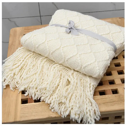 Knitted Decorative  Blankets -Beige