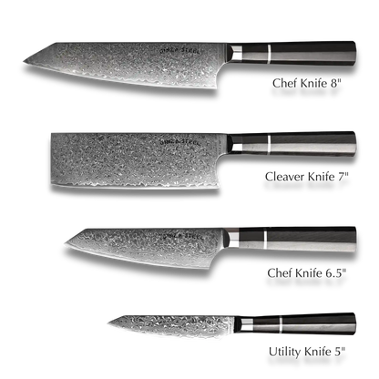 KASAI KOGATANA FIVE | Essential 5 pcs Knife set | 4 Knives with Magnetic Wood Block