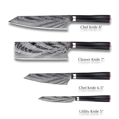 KATANA FIVE | Essential 5 pcs Knife set | 4 Knives with Magnetic Wood Block