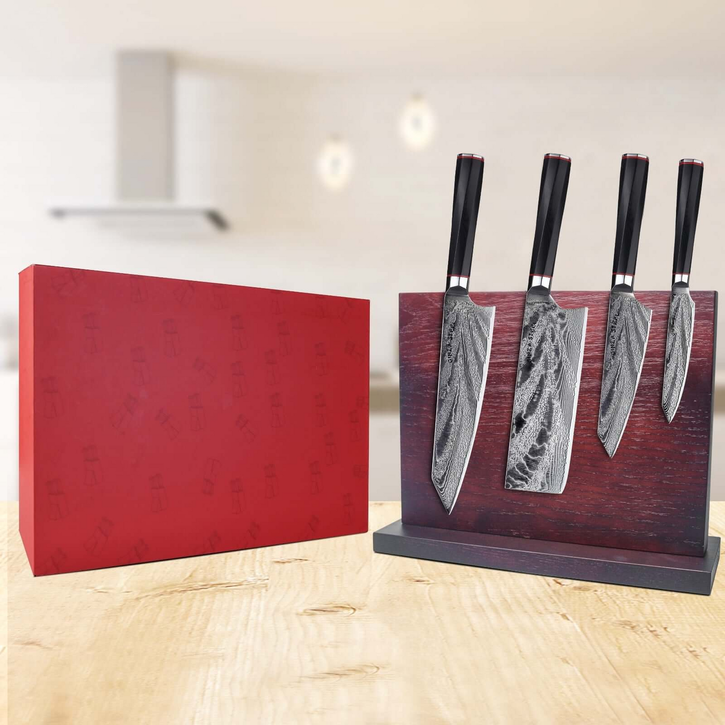 KATANA FIVE | Essential 5 pcs Knife set | 4 Knives with Magnetic Wood Block