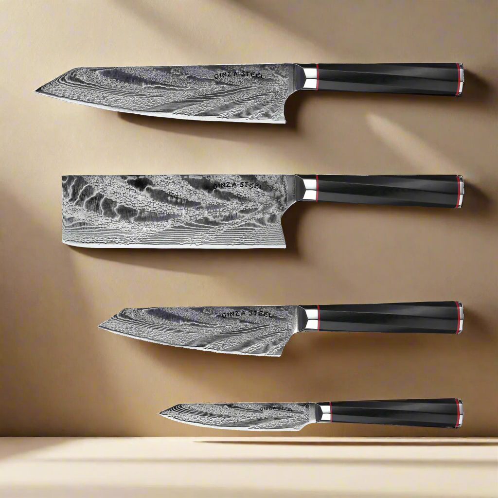 KATANA FIVE | Essential 5 pcs Knife set | 4 Knives with Magnetic Wood Block