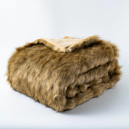 Faux Fur Lyxpläd i Ockra