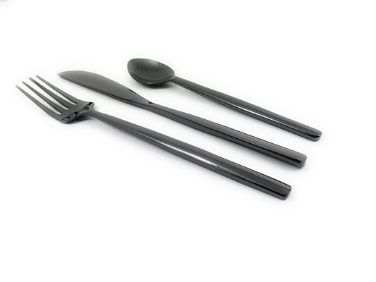 Black Stainless Steel Flatware 36 PC Set-Dinner knives, Dinner Forks, Teaspoons