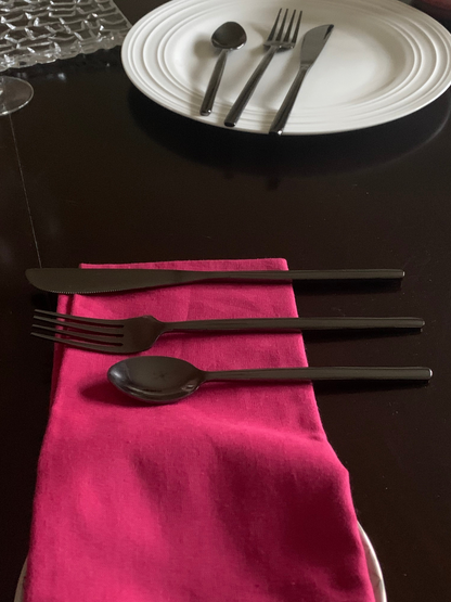 Black Stainless Steel Flatware 36 PC Set-Dinner knives, Dinner Forks, Teaspoons