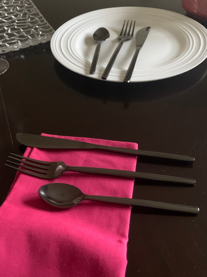 Black Stainless Steel Flatware 36 PC Set-Dinner knives, Dinner Forks, Teaspoons